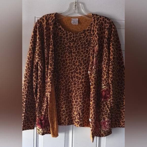 Leopard and floral print cardigan - Picture 2 of 4